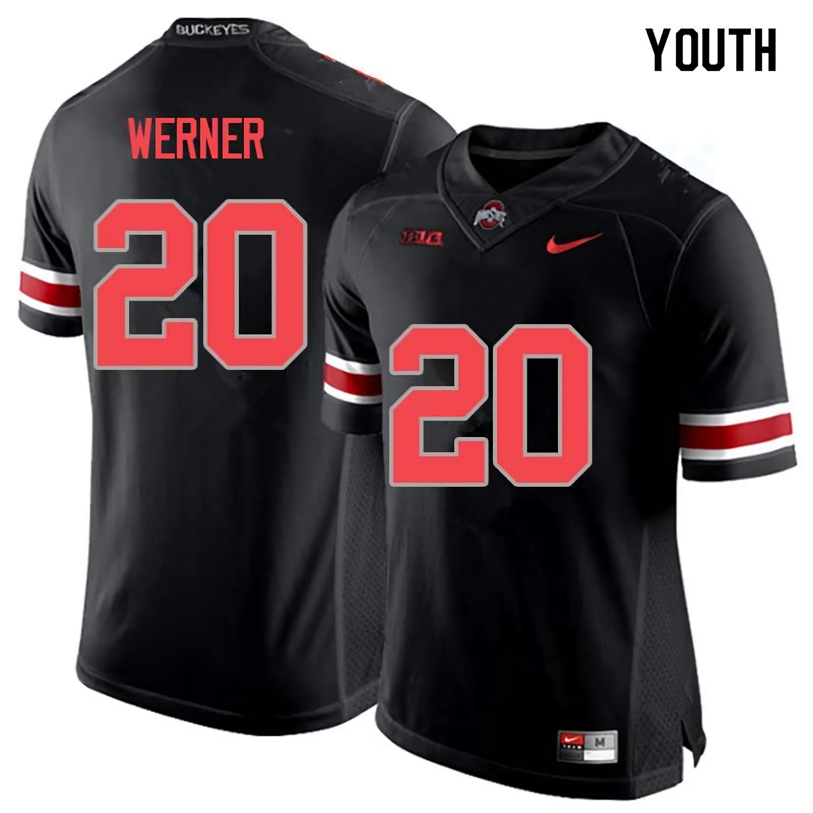 Pete Werner Ohio State Buckeyes Youth NCAA #20 Nike Blackout College Stitched Football Jersey PEX4556FC